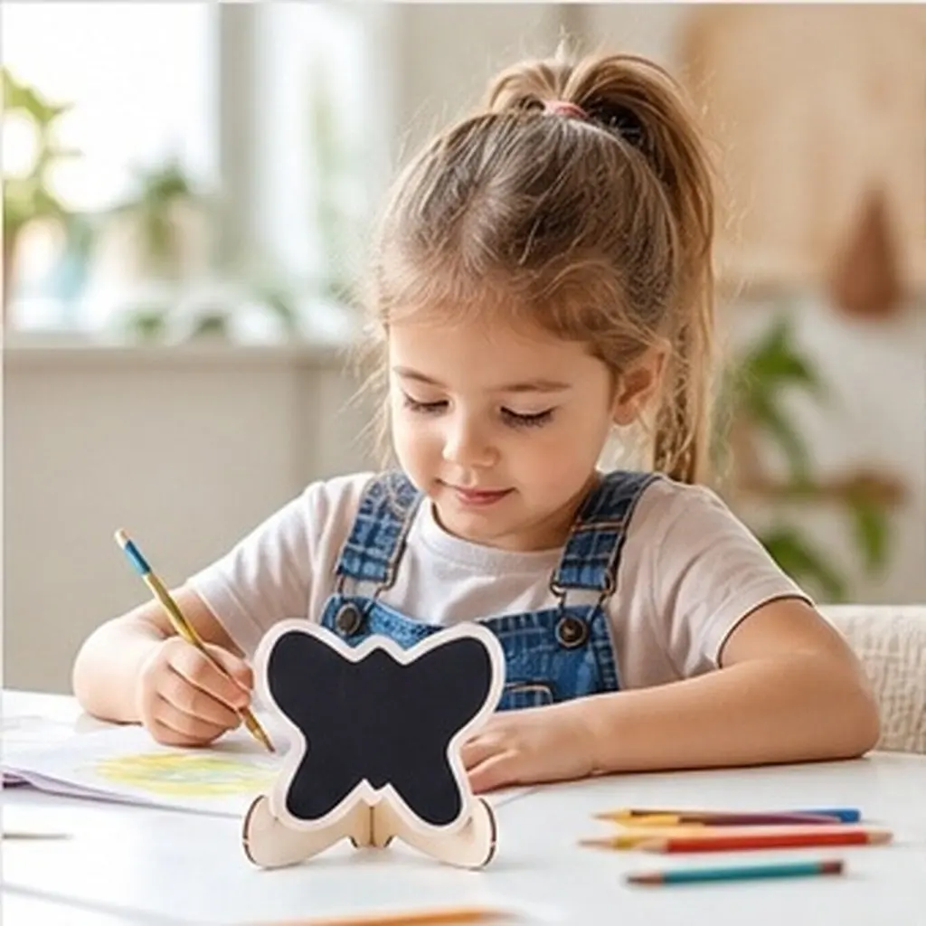 10Pcs Mini Wooden Blackboard Butterfly Style Small Display Message Board Lightweight Tabletop Ornament Wipe for Party