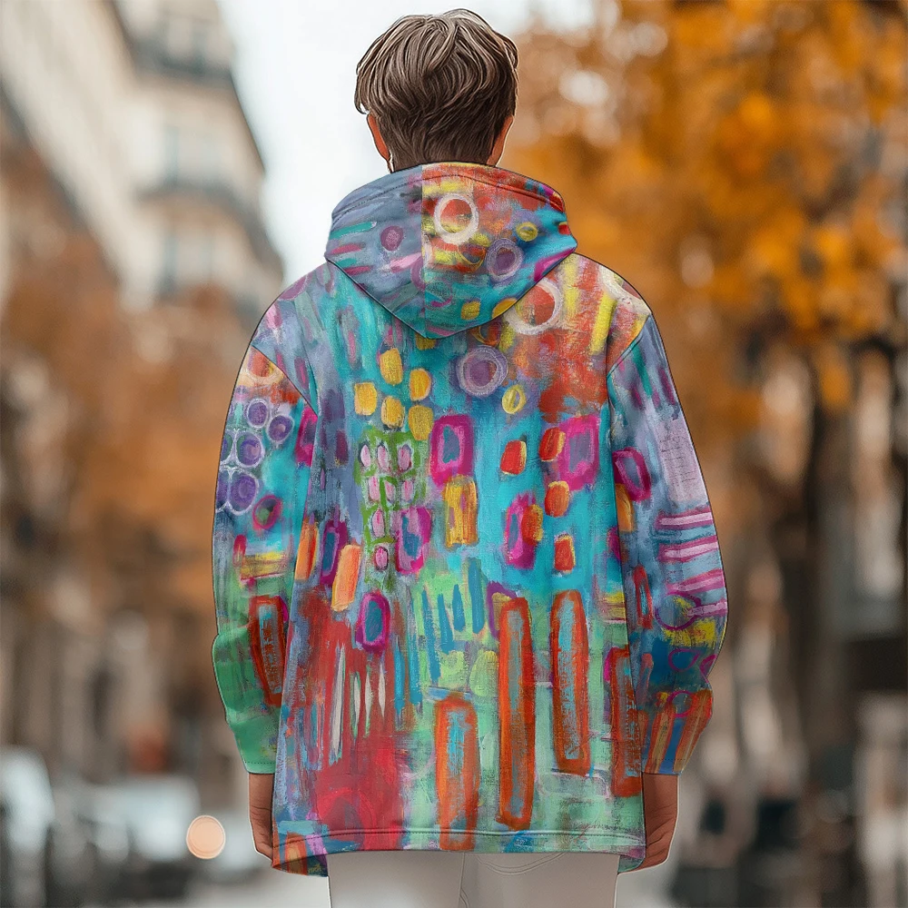 Man winter clothing, New in Down Coats, Street style colorful graffiti cotton-padded jacket clothing, feather new pocket zipper