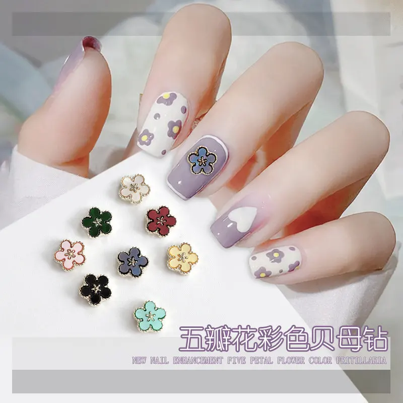 10pcs Kawaii Zomer Fritillary Bloem Legering Nail Art Onderdelen Decoraties Levert Professionals Nagels Accesorios Ontwerpen Charms