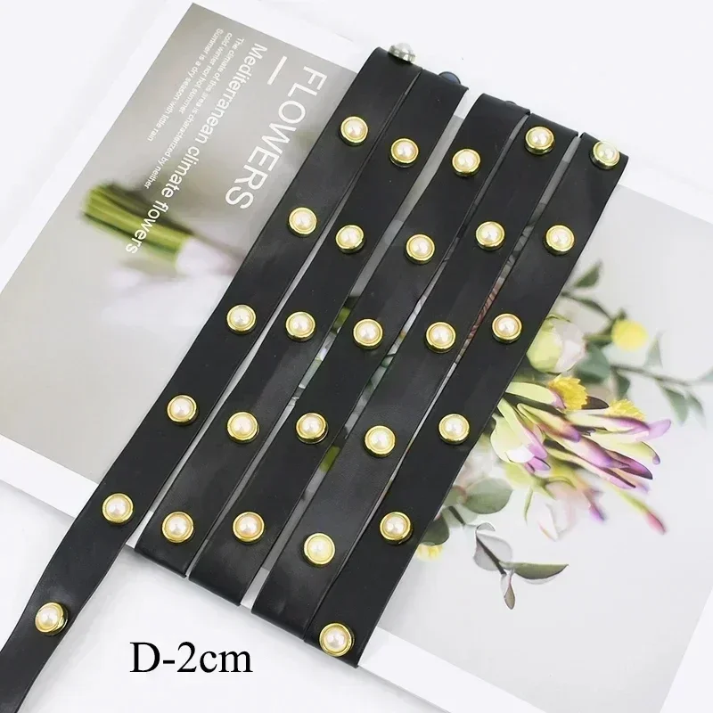 

Meetee 2-20M 10-20mm Pu Leather Belts with Rivet Decoration Punk Style Decorative Rope Eyelets Webbing Tape Garment Accessories
