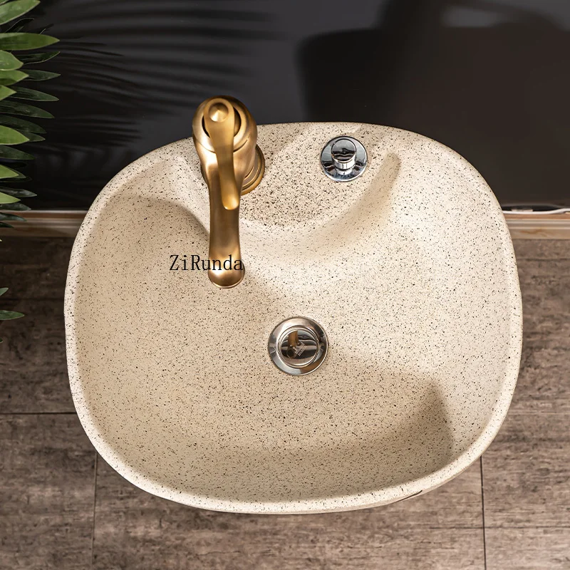 Ceramic column wash basin Household integrated pool Floor-to-ceiling balcony wash basin