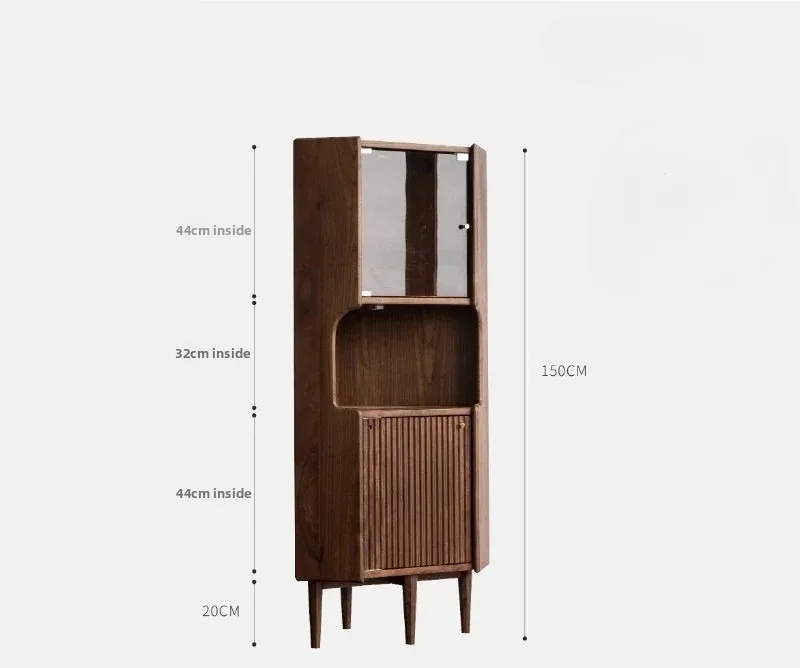 

French Retro Corner Cabinet Corner Living Room Display Black Walnut Triangle Sideboard Corner Shelf Wine Cabinet
