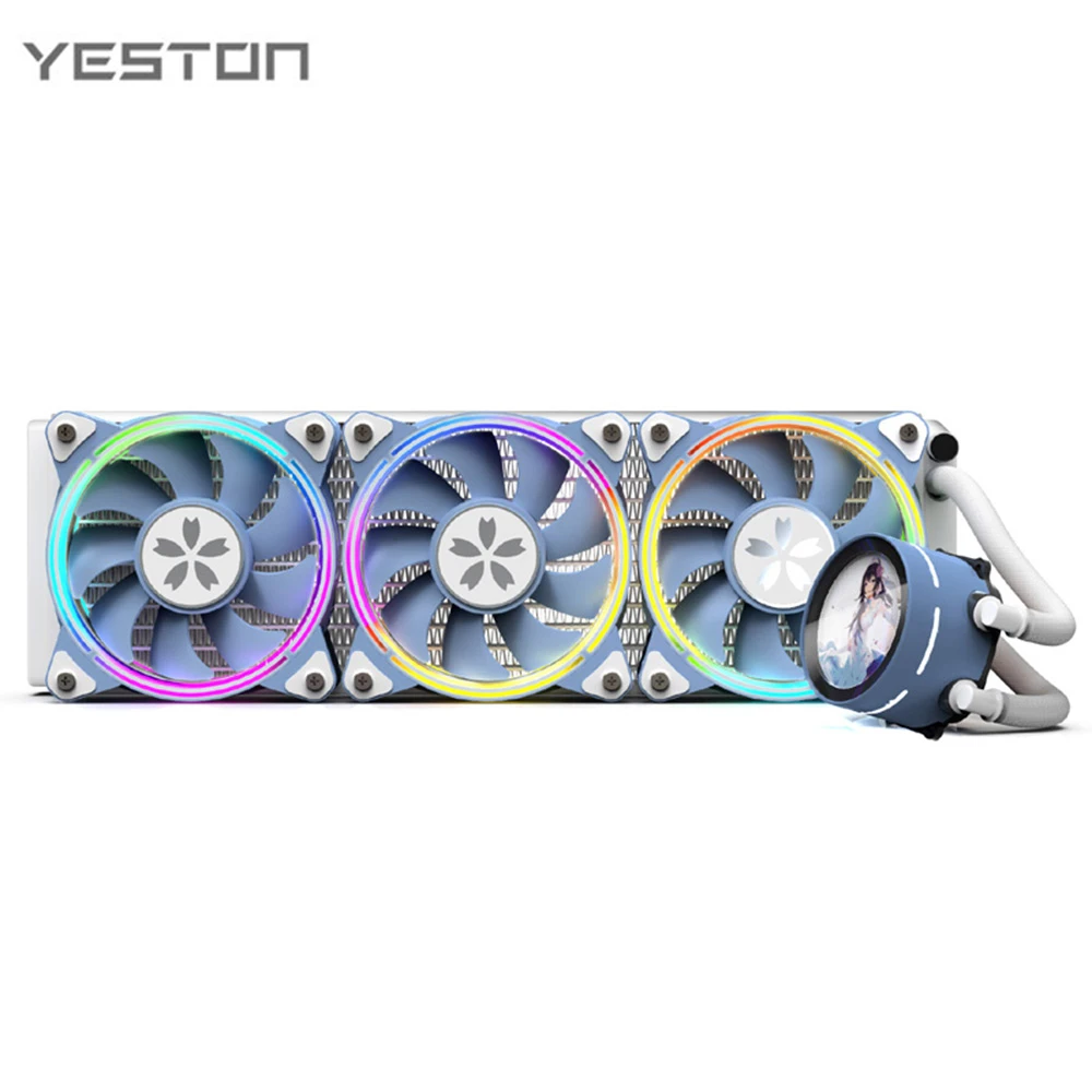 Yeston Integrated Water-cooled Radiator with High-performance Water Pump 2/ 3 ARGB Fans Support ARGB Motherboard Synchronization