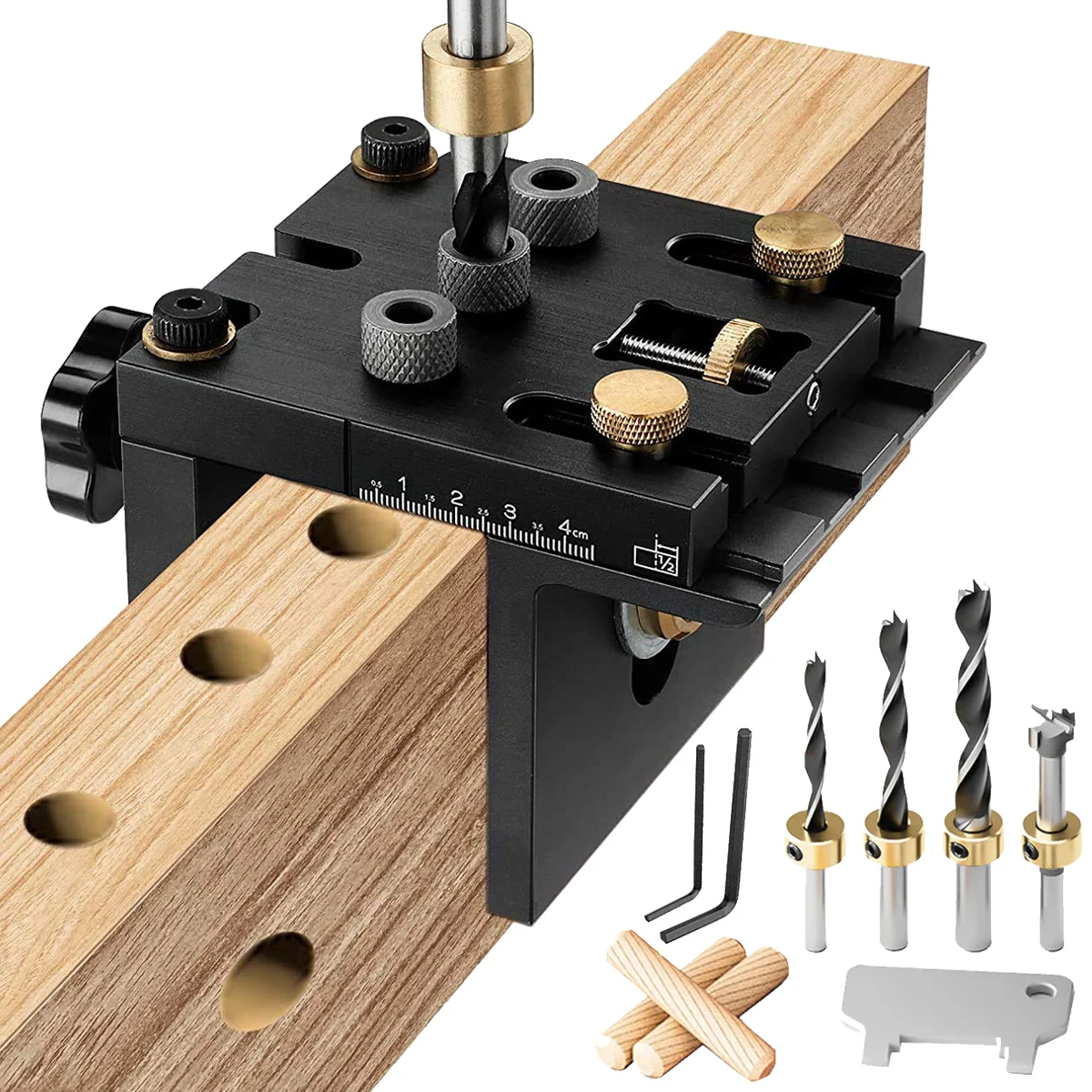 

3-in-1 Pocket Hole Jig Kit, 3 Holes Woodworking Doweling Jig Set, Positioning Punch Tools with Positioning Clip,for Woodwork