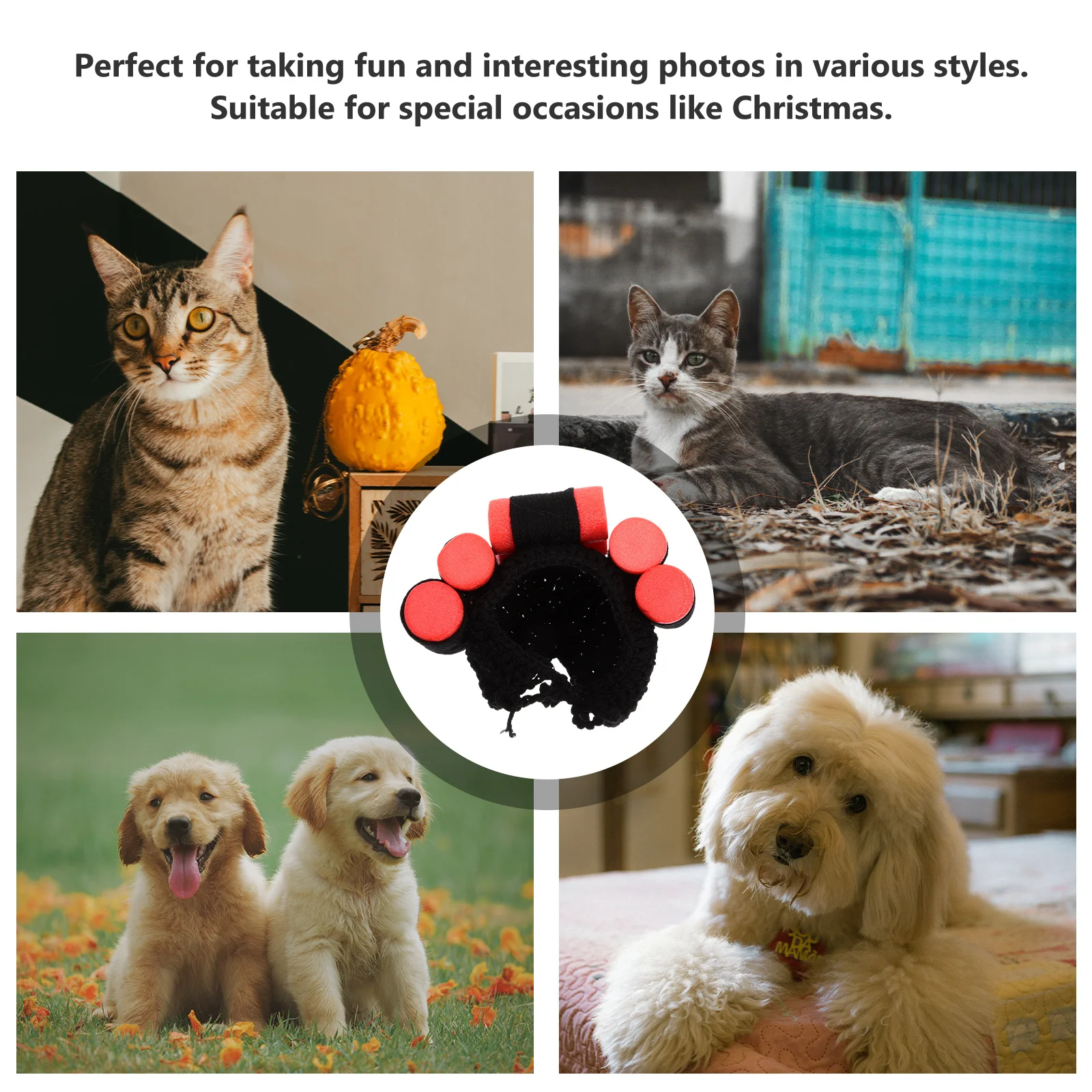 

Pet Cap Cat Headdress Cute Hat Stylish Wool Sponge Material Christmas Carnival Dress Up Cosplay Accessory Comfortable Wearable