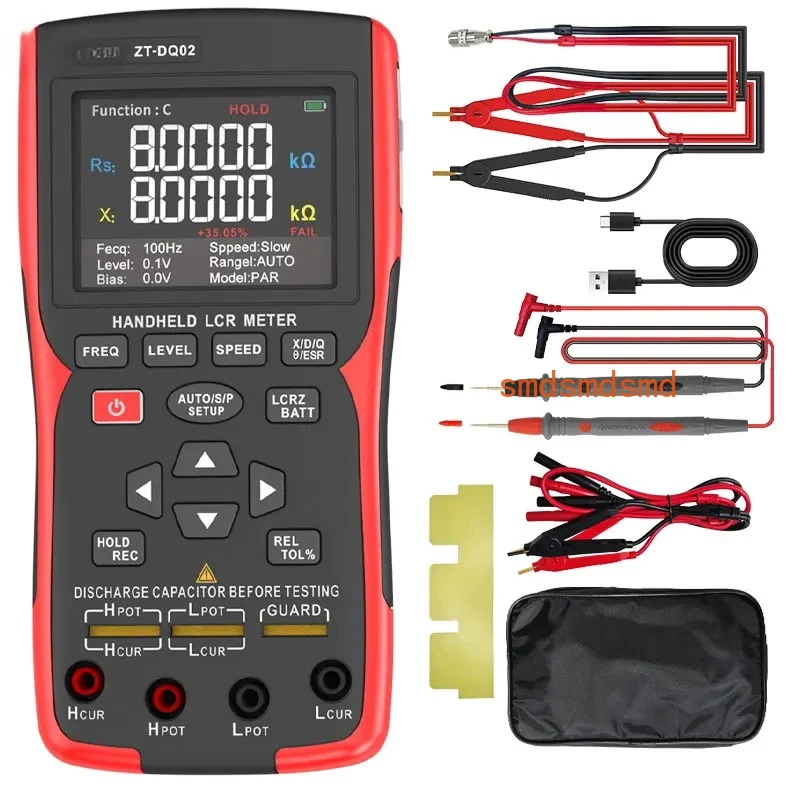 LCR DQ02 MD1 Handheld Digital Bridge Capacitance Inductance Resistance Multimeter ESR Tester Battery Internal Resistance Tester