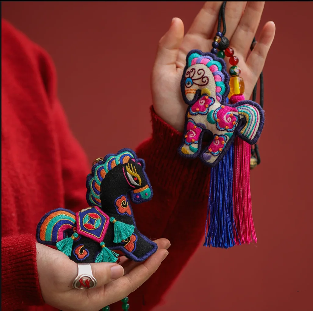 Handmade Embroidery DIY Material Package 3D Double-Sided Safety Talisman Pendant High-End New Year's Gift Kit