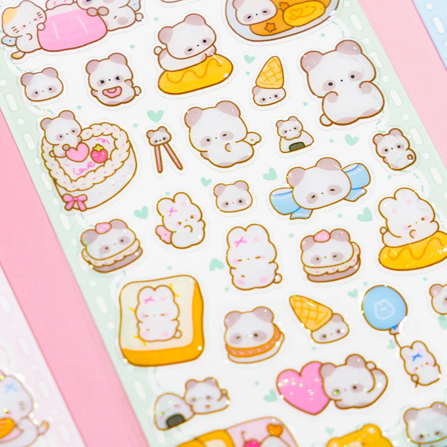 Self Adhesive 3D Puffy Kawaii Animal Stickers 1pcs Japanese Sweets Cat Rabbit Food Decals for Children Craft Scrapbook