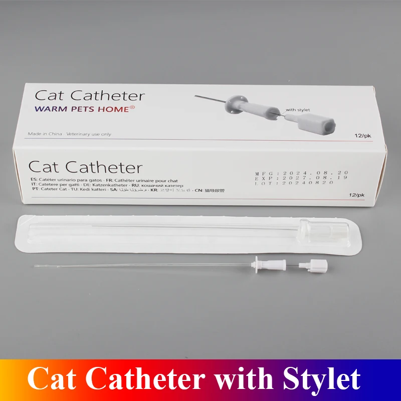 Catéter urinario para gatos con estilete 3Fr 4Fr Cateteros para gatos Clínica veterinaria Suministros hospitalarios