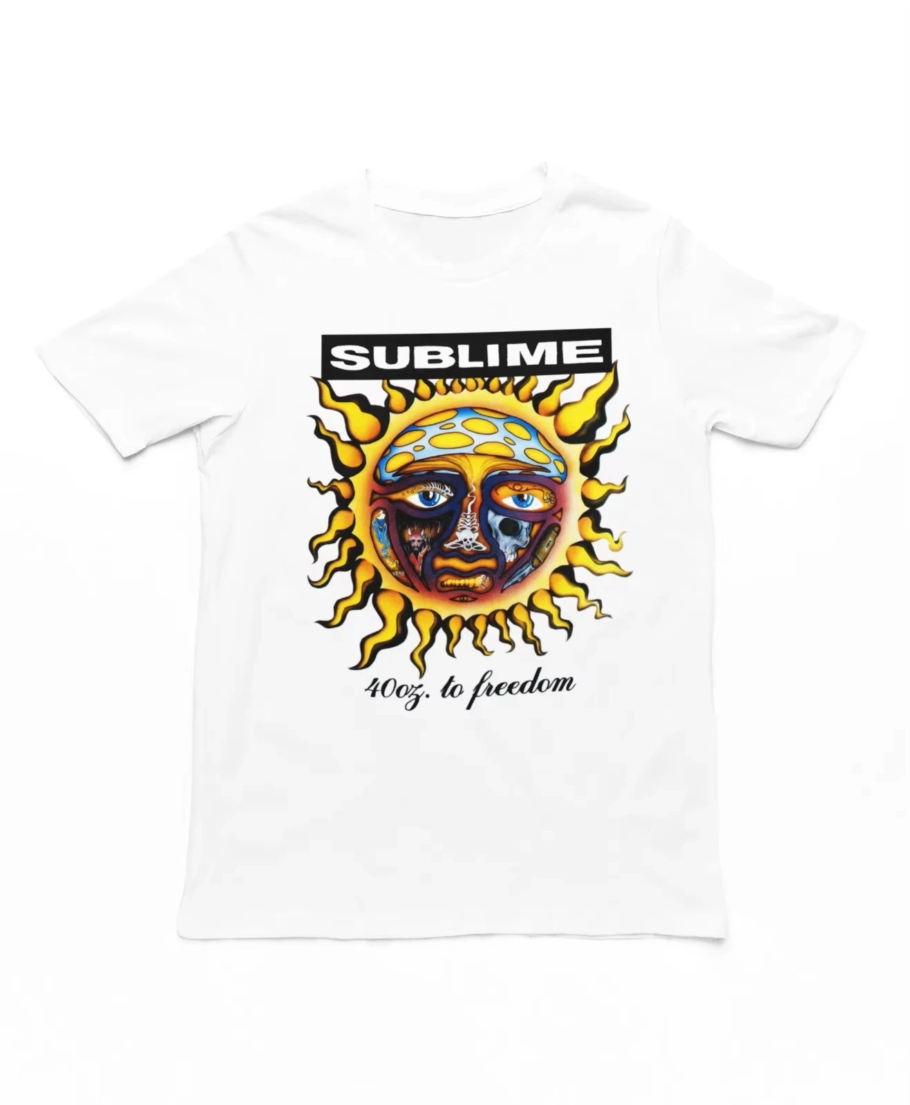 Summer Hot Sale Sublime 40 Oz To Freedom Men T Shirt Music Classic Rock Band Tee New White, Men's Round Neck Short Sleeve
