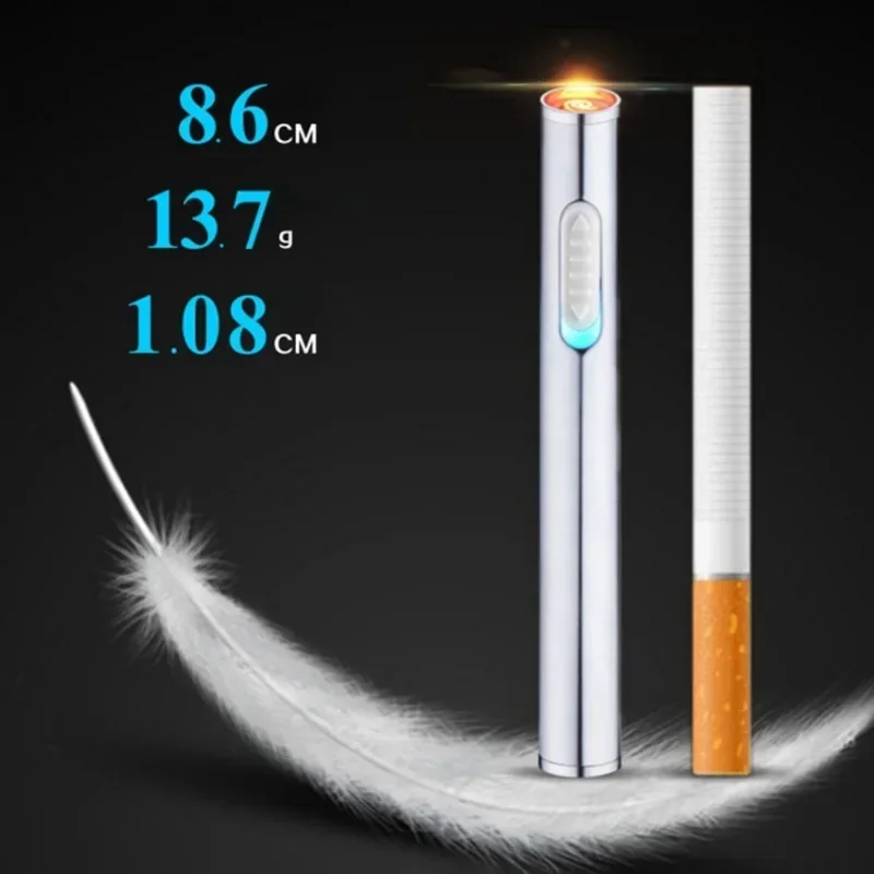 Personalized USB Rechargeable Lighter Mini Compact Long Windproof Electric Heating Wire Metal Material Men's Cigarette Lighter