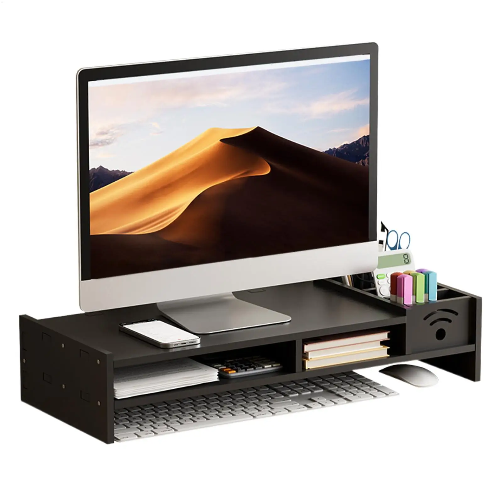Fotografia 5: Suporte Ergonômico para Monitor de 2 Níveis com Prateleira de 4,3 Polegadas de Altura e Organizador de Armazenamento para Mesa e Laptop