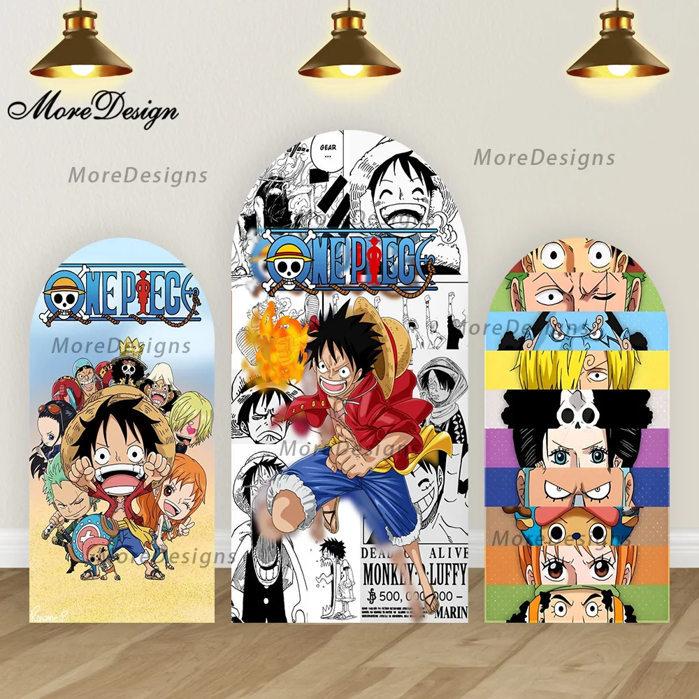 

Arch Backdrop Covers One Piece Anime Boys Birthday Party Baby Shower Double-sided Polyester Photography Backdrop Props