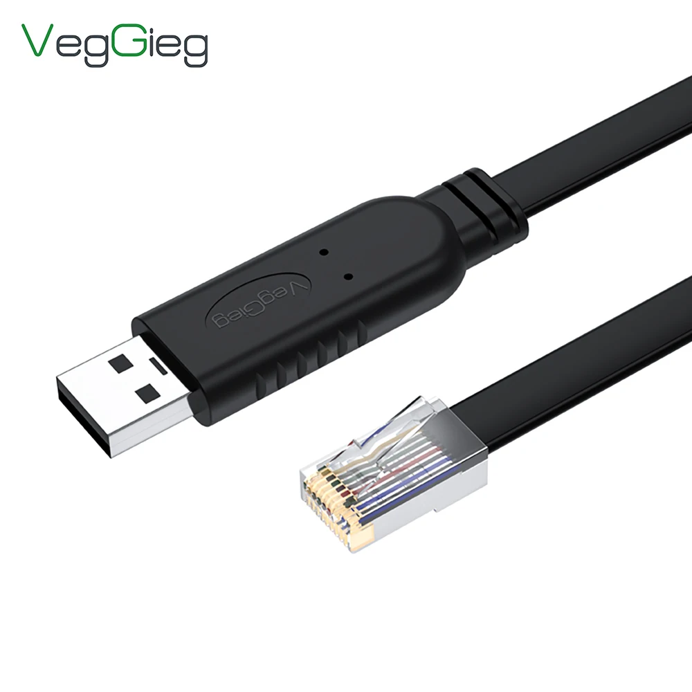 Cable de Depuración de Consola USB a RJ45 VegGieg con Chip FTDI para Router Cisco, Switch, Servidor, Firewall, Redes, Ingeniería IT