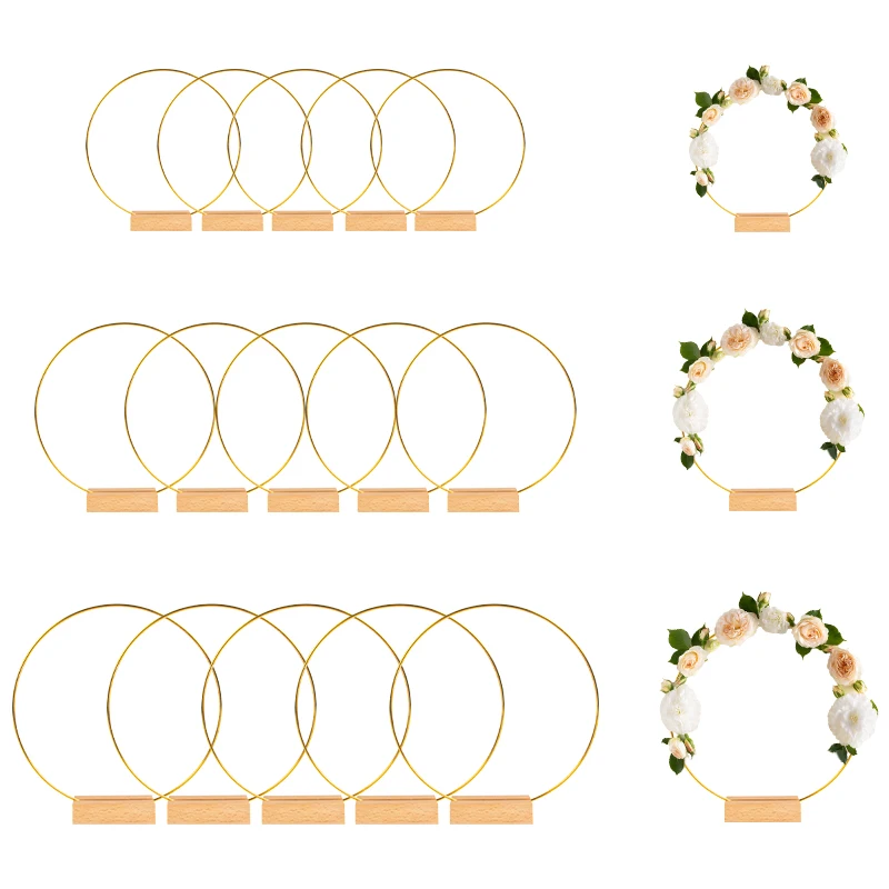 Pilikoll 3 Pièces 20cm Anneau en Métal avec Supports en Bois Cerceaux en Métal doré Anneau metal Pilikoll 3 Pièces 20cm Anneau en Métal avec Supports en Bois Cerceaux en Métal doré Anneau metal
