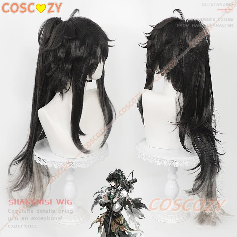 วิกผมคอสเพลย์ Wuthering Waves Qiuyuan สีดำเทา ผมยาว สำหรับงานปาร์ตี้ฮาโลวีน ผู้หญิง ผู้ชาย อุปกรณ์ประกอบฉากงานคาร์นิวัล เทศกาล
