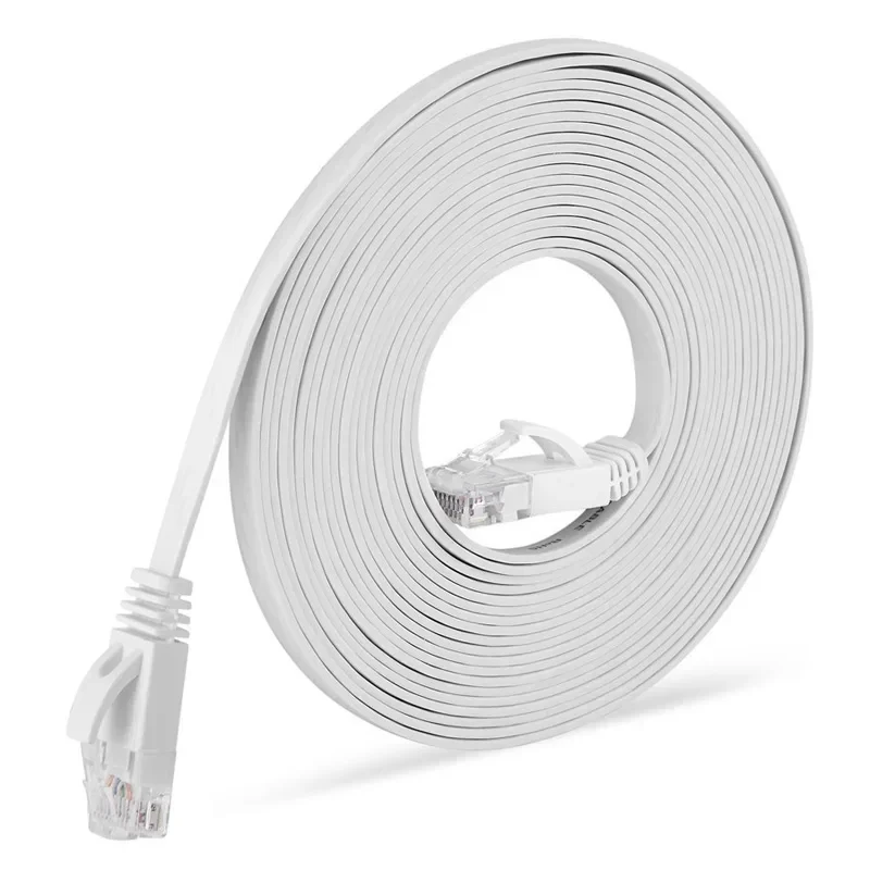 High Speed White Flat Ethernet Network Cable CAT6 Flat LAN RJ45 1000Mbps 0.5M 1M 1.5M 2M 3M 5M 10M 30M Cord for PC Laptop