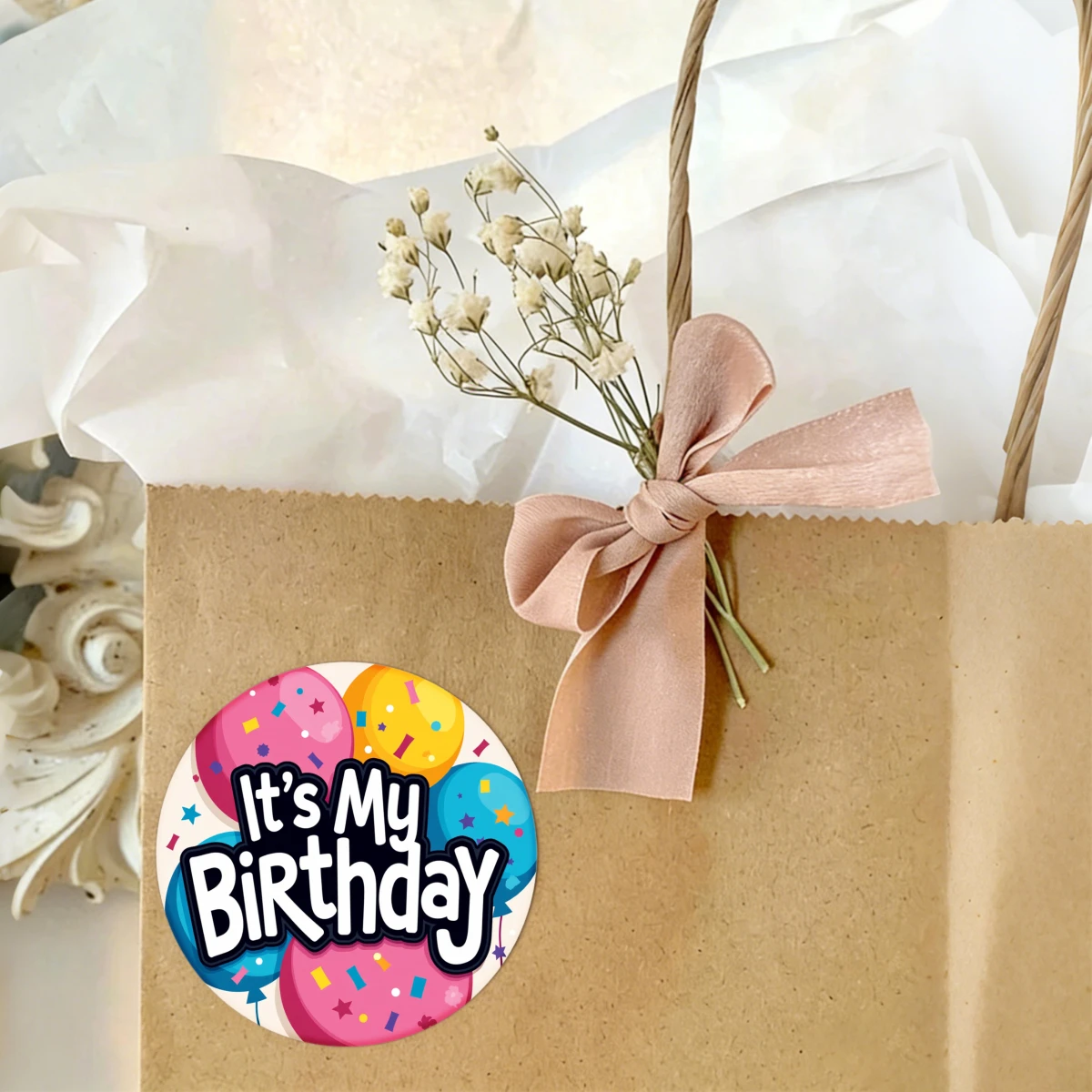 20pcs birthday balloons, pink, yellow, blue, tri colored confetti, 