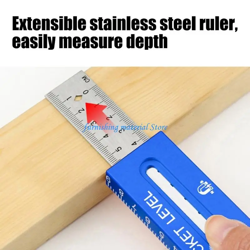 Y5GD Double Scale Depth Measuring Ruler with Bubble Level High Accuracy for Accurate Woodworking & Construction Measurements