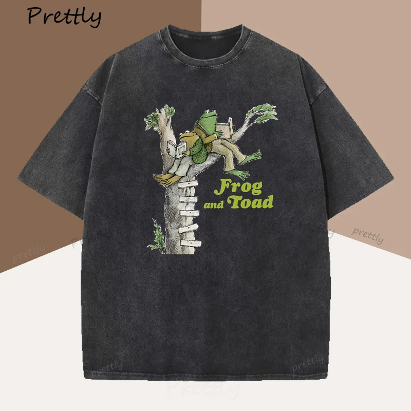 Frog and Toad T Shirt Women Men Classic Book Lover T-shirt Funny Woman Clothing Cottagecore Tee Casual Cotton Vintage Clothing