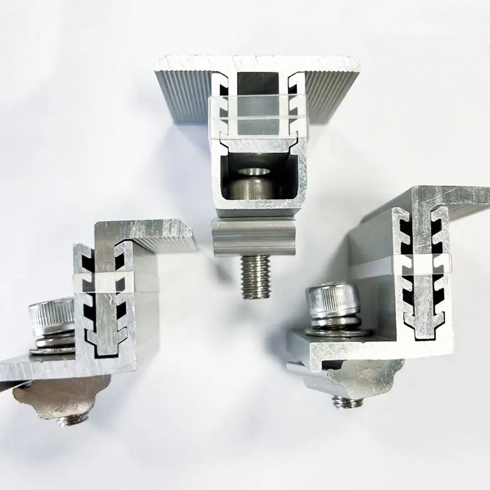 4Pcs Adjustable Solar Panel Clamps Aluminum Side Pressure Solar End Mid Clamp Kit Medium Pressure Durable Solar Rail End Clamps