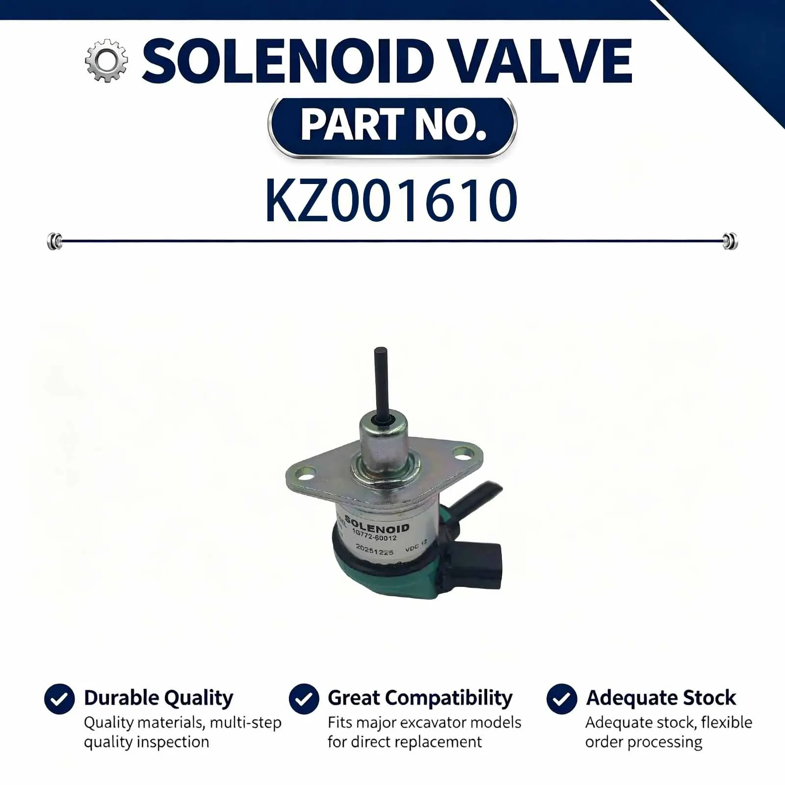 New 11A021-60017 HM-A90112 KZ001610 12V Fuel Shut Off Solenoid Compatible for Kubota PC56-7