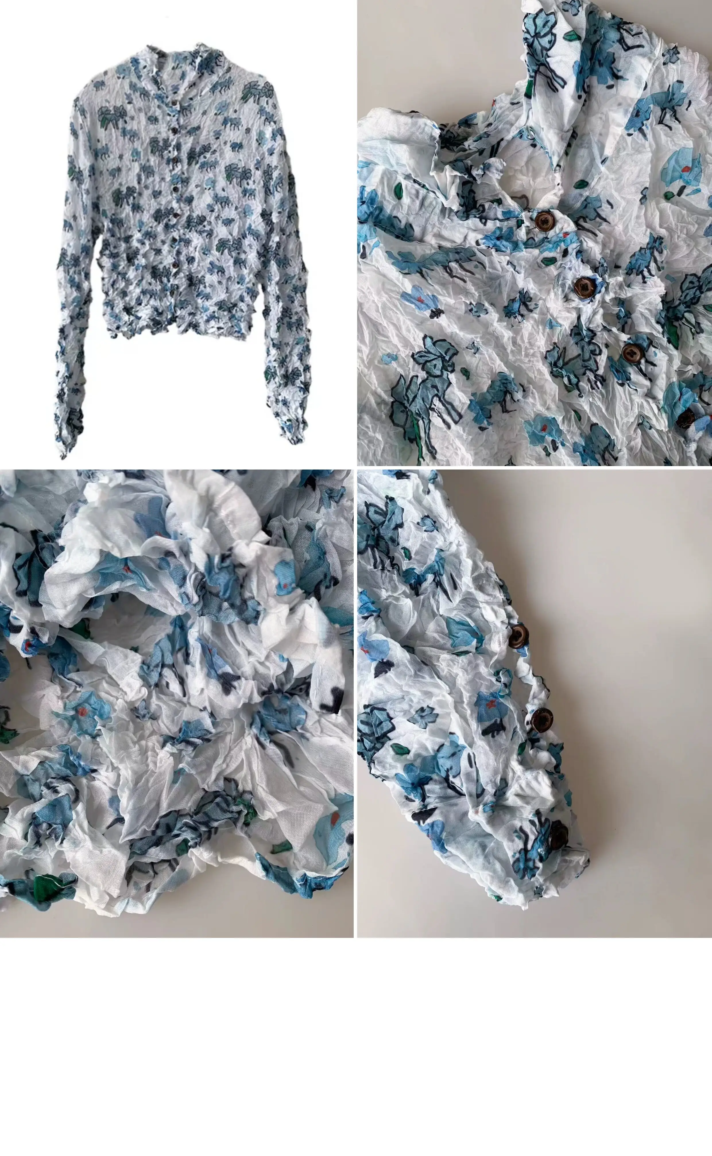Miyake Plissierte Jacke für Damen, Halbtransparent, Botanischer Druck, Umlegekragen, Frühling/Sommer 2026, Leichtgewichtig, Exquisit, Fantastisches Angebot – Detail 5