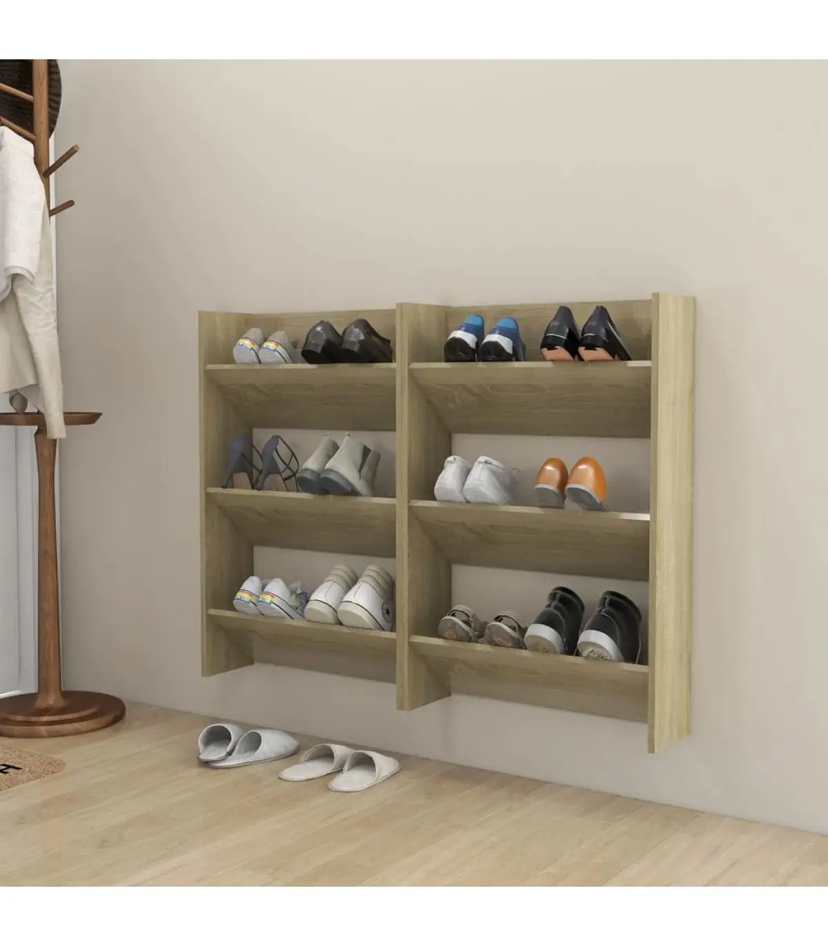 2 Pcts chipboard Sonoma 60x18x90 cm shoemakers and shoe organizers Wall shoemakers