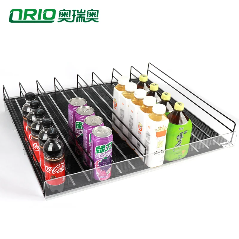 Auto-feed Gravity Beverage Display Shelf Freezer Drink Bottle Glides Stand Basket Supermarket Cooler Gravity Feed Roller Shelf