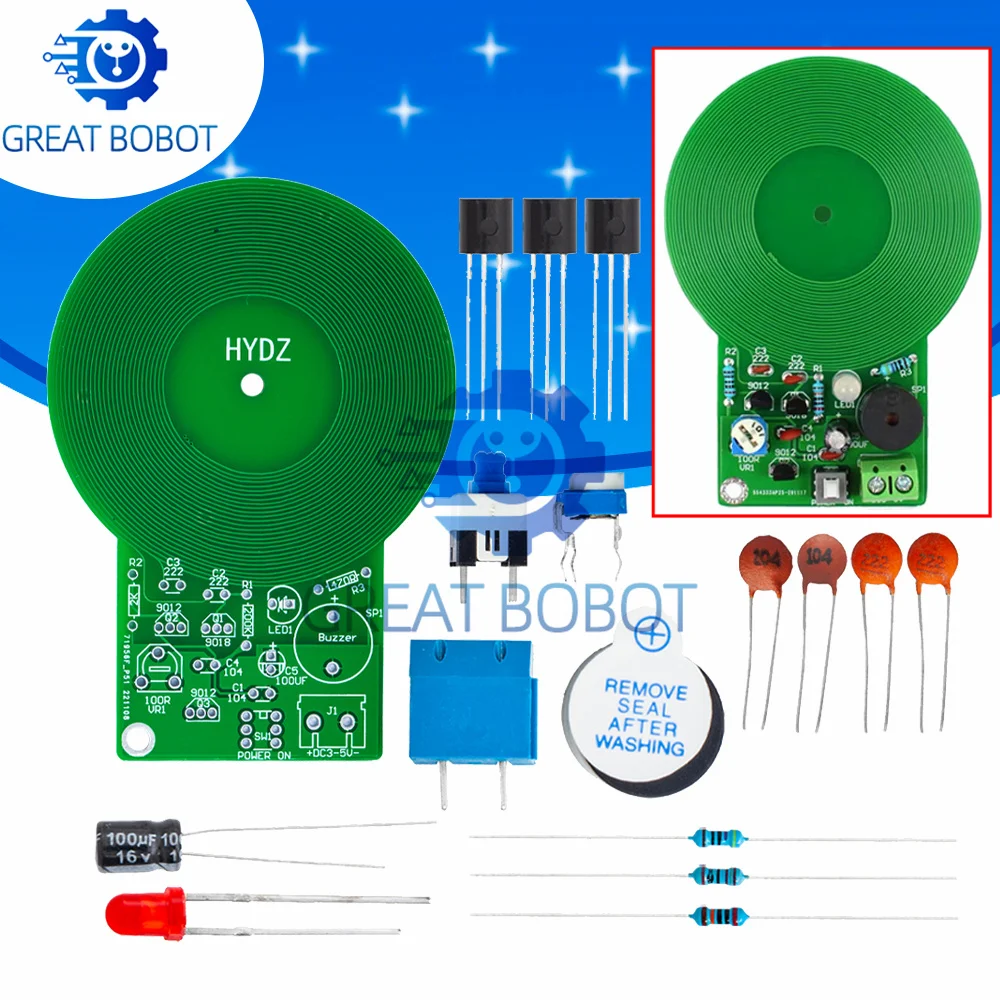1PC 3-12V Adjustable Metal Detector Sensor Kit-80mm Non-Contact Detection Range, Digital Sensitivity Control & Auto-Calibration
