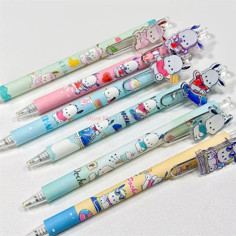 6/36 قطعة سانريو Pochacco قلم محايد اللون الكرتون التصحيح سريعة الجافة 0.5 الأسود الصحافة تسجيل القلم طالب لوازم مكتبية بالجملة #5