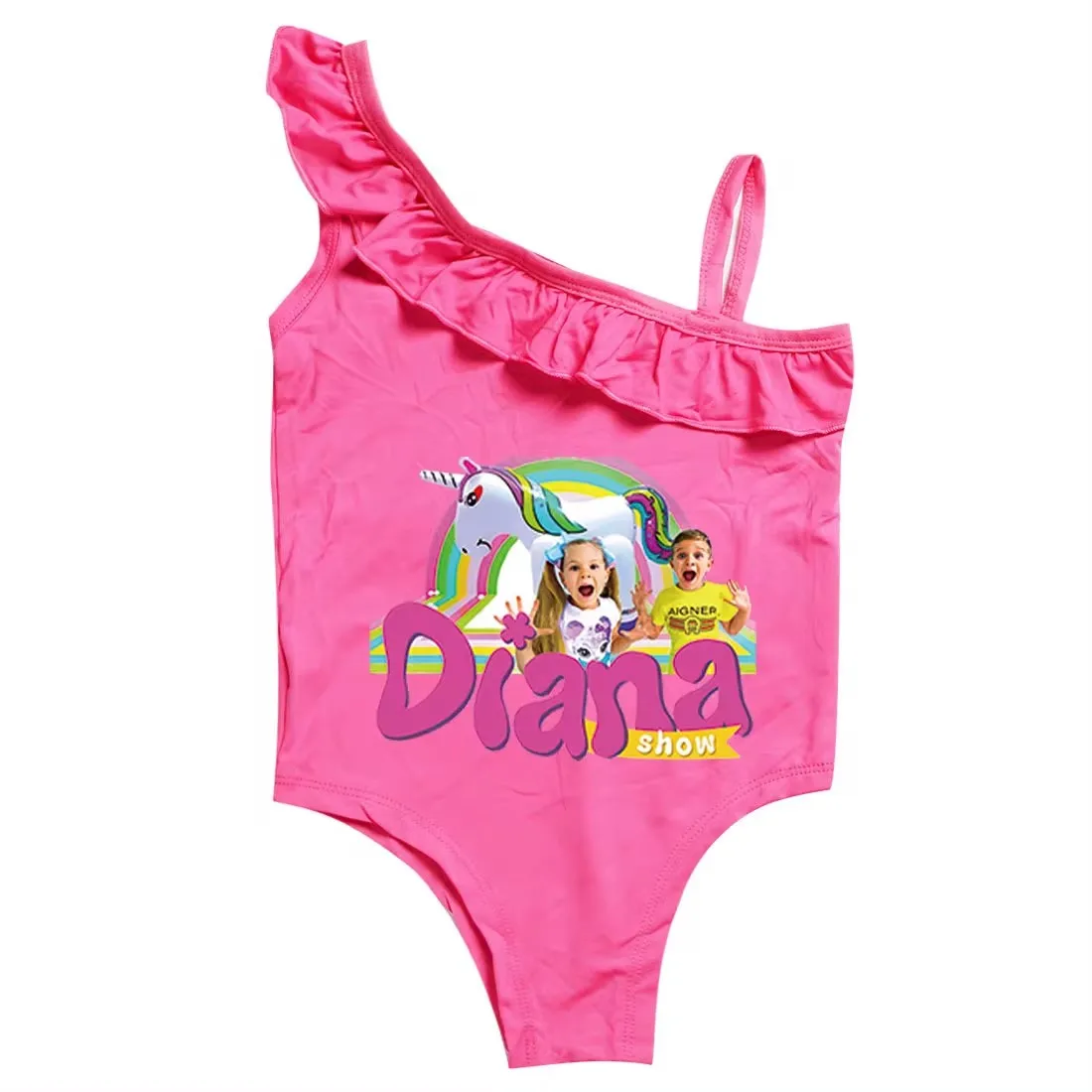 Diana and Roma Show Clothes Baby Girls Swimsuit Kids One Piece Swimwear Children Lovely 2024 Summer Beach Wear Bathing Suits