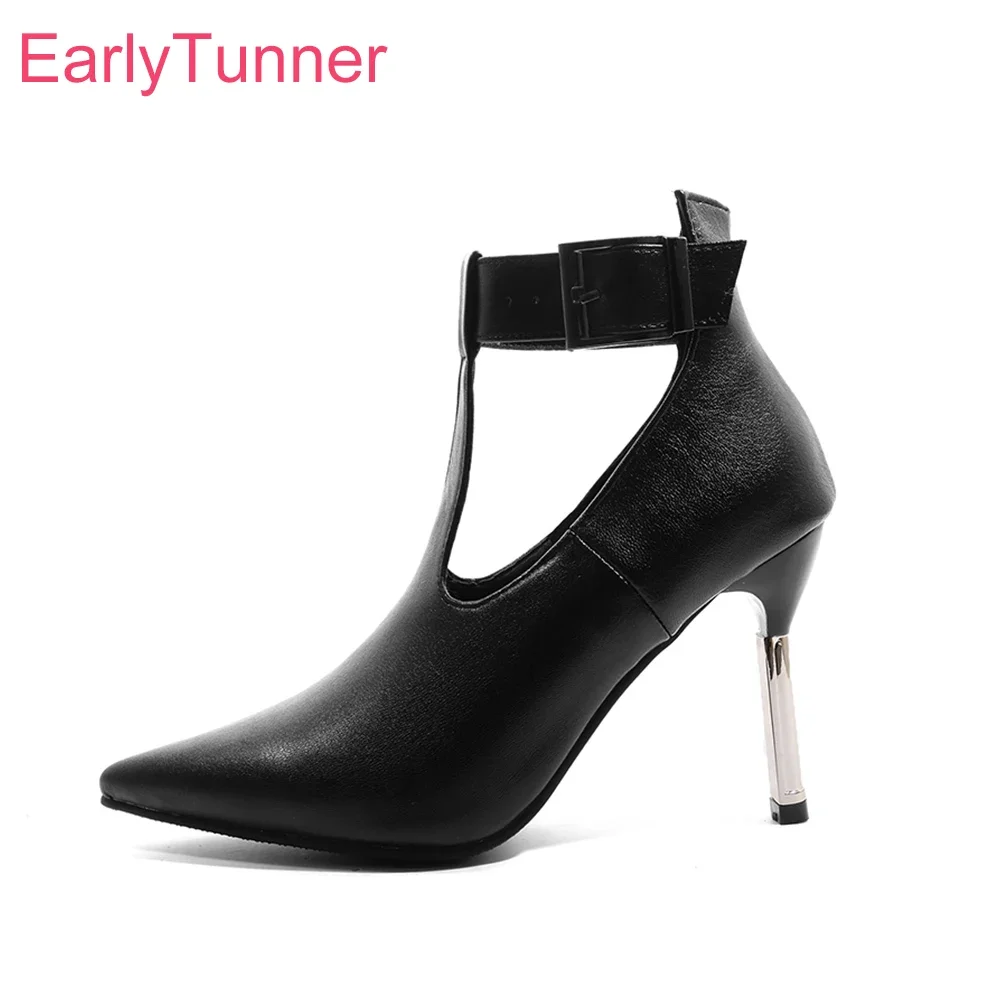 New Glamour Black Brown Women Pumps Sexy T-strip High Stiletto Heels Lady Dress Shoes Plus Small Big Size 32 43 45 48