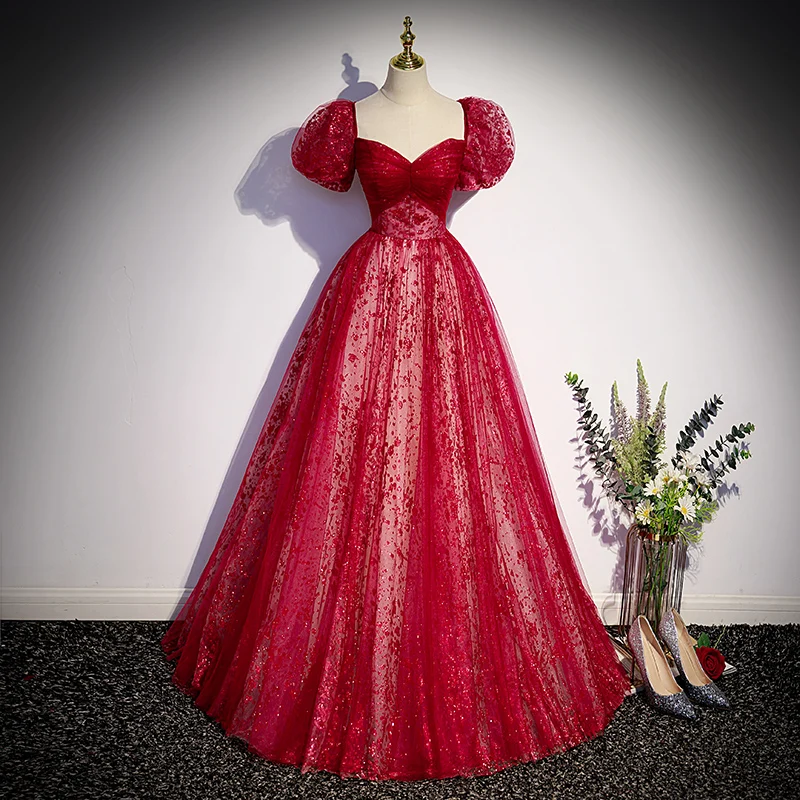 Vestido de Noche Rojo Fino de Verano para Boda, Vestido de Hada del Bosque, Falda de Hada para Novia, para Servir Vino a Mujeres