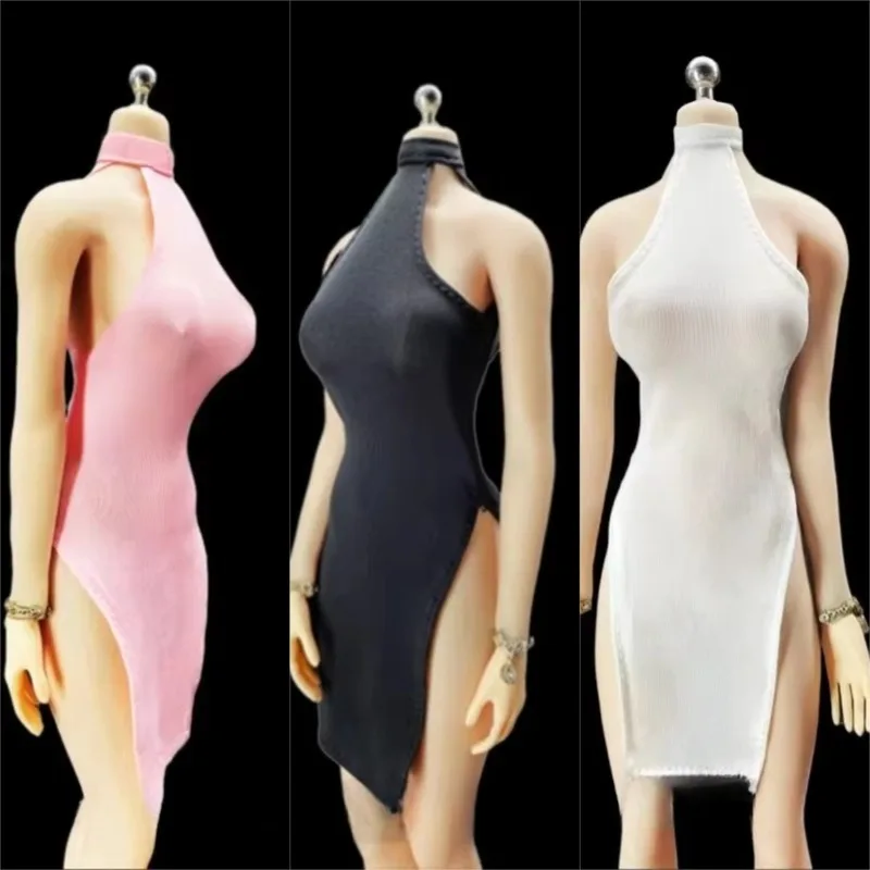 

1/6 Scale Stretch Tight Cheongsam Halter Design High-slit Chinese Style Clothes Model for 12'' Female Soldier Doll Toys