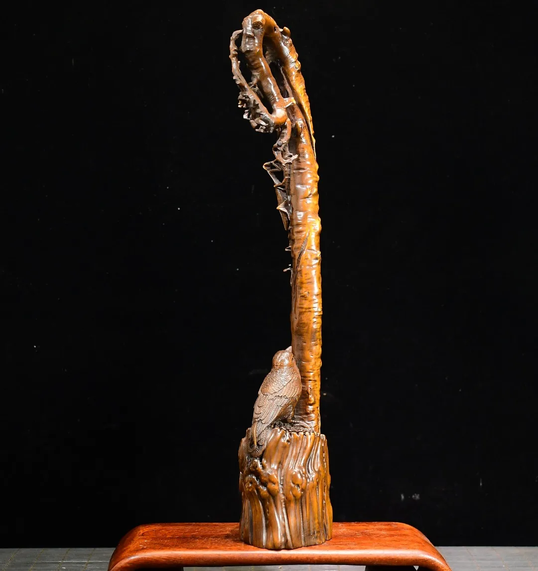 Collection Old Boxwood Bird statue Tree branch pen holder Bird's nest hanging pen Wenfang screen Amass wealth Ornaments