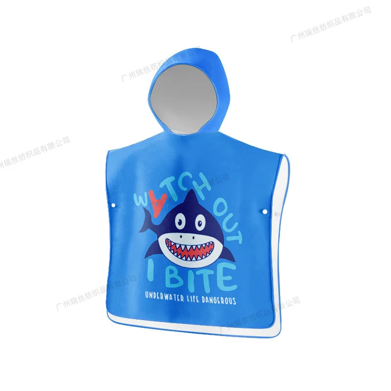 ‌ Robe de natação de verão com capuz, toalha de natação de secagem rápida, capa para crianças pequenas, tamanho jovem, praia, piscina, poncho de banho estampado, bolsos com cuidado