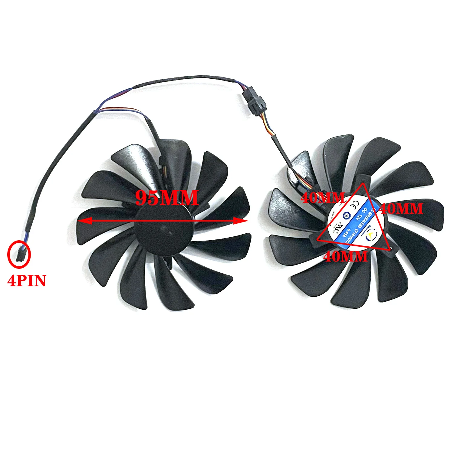 95MM 4PIN CF1010U12S 12V 0.45A FDC10U12S9-C RX5700 GPU Cooler for Powercolor Dylan RX5600XT 5700 5700XT Red Dragon Graphics Card