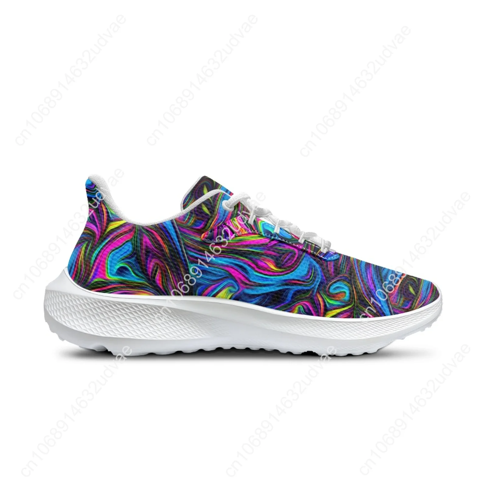 New Running Shoes Colorful Psychedelic Print Lightweight Breathable Running Shoes Abstract Art Print Casual Sneaker