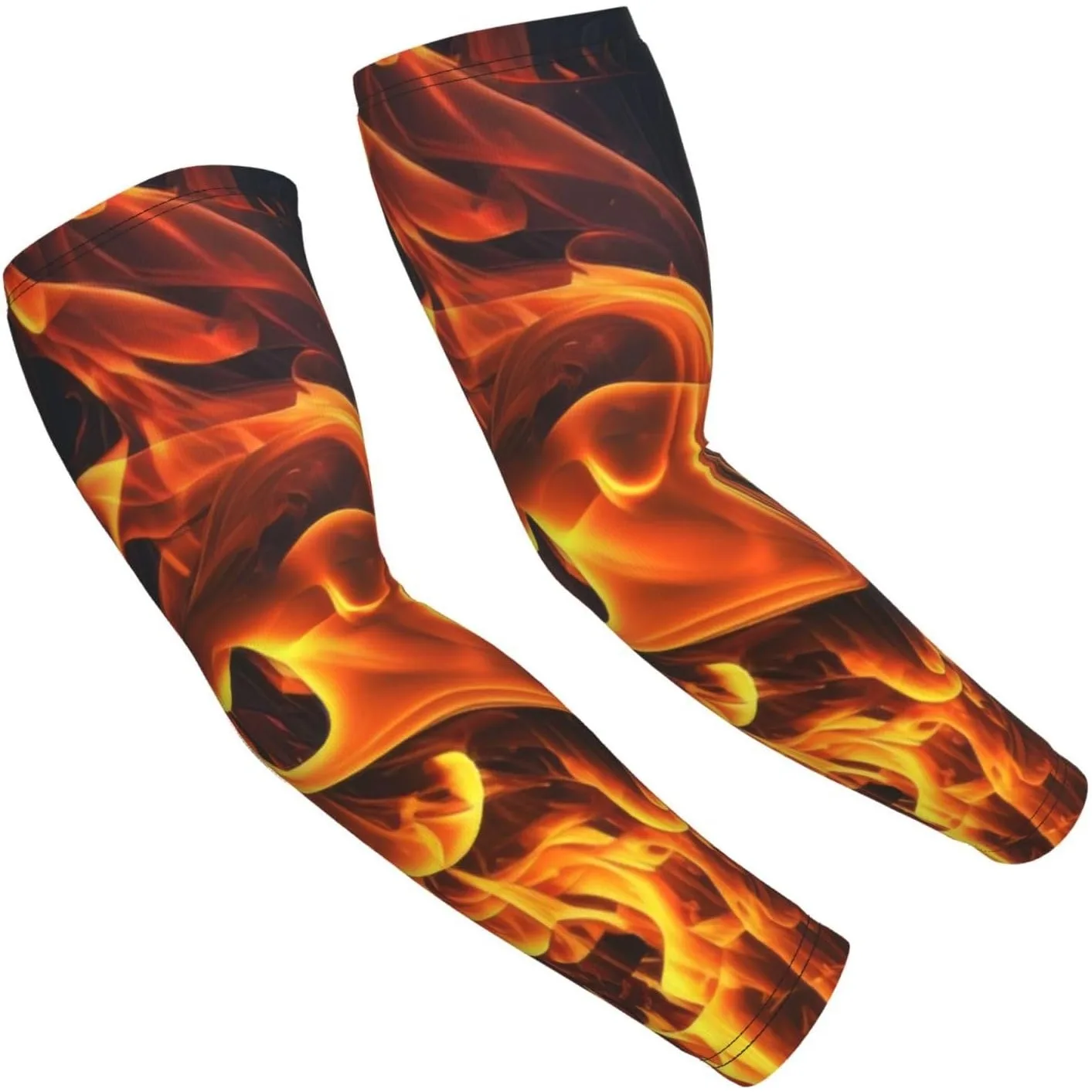 Flames Burning Fire Sun Protection Cooling Arm Sleeves for Men Women, Compression Sleeves for Football Volleyball