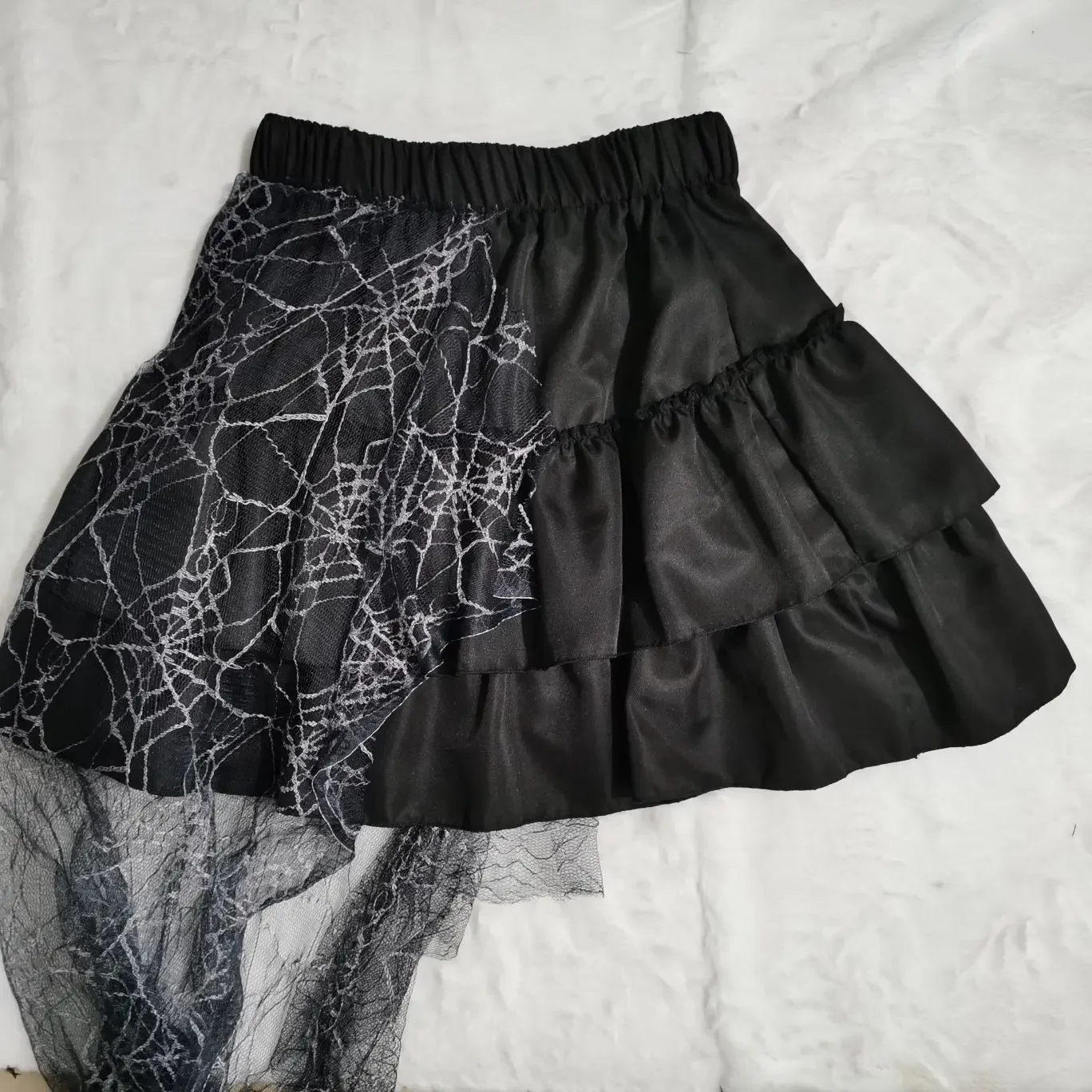 Ruibbit New Arrival Japanese Gothic Harajuku Hot Girl Punk Black Red Lace Cake Skirt Y2k Mini Short  Spider Web Patchwork Skirt