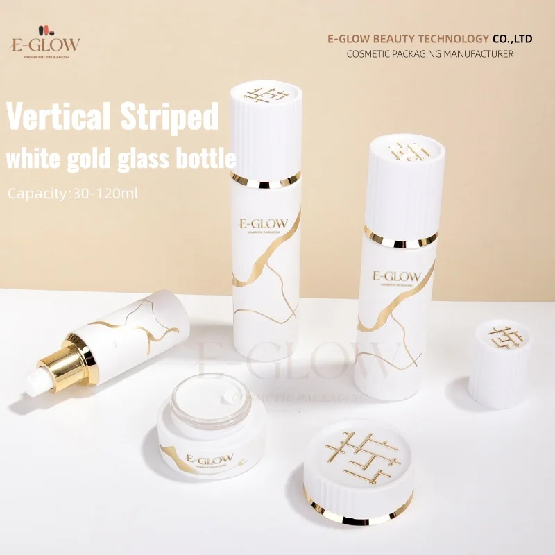 【Logotipo Personalizado】1 Pieza Envase Cosmético Cilíndrico con Estampado en Caliente, Juego de Botellas de Vidrio Vacías Redondas de 100 ml, 40 ml, 50 g para el Cuidado de la Piel