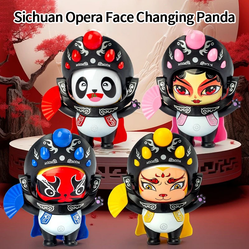 Face Changing Panda Doll Sichuan Opera Face-changing Toy Chinese Culture Souvenir Figurines New Year Face Changing Kids Gifts