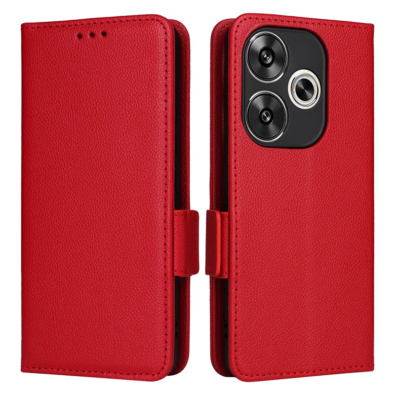 For Xiaomi Redmi Turbo 3 Side buckle lychee pattern leather cover wallet case purse for Xiaomi Poco F6 Magnetic Phone Cover image 5