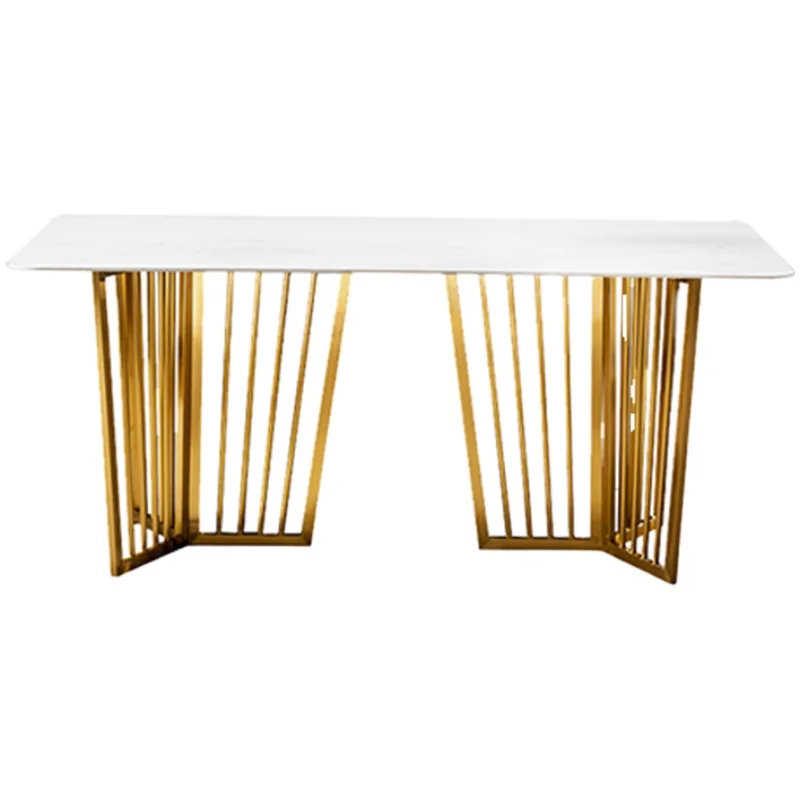 

！@New Rectangular Marble Top and Metal Leg Cheap Dinning Room Restaurant Modern Dining Table