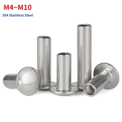 M4 M4.5 M5 M6 M8 M10 304 Stainless Steel Round Flat Truss Head Half Semi Hollow Shank Rivet Screw L=5-100mm GB873