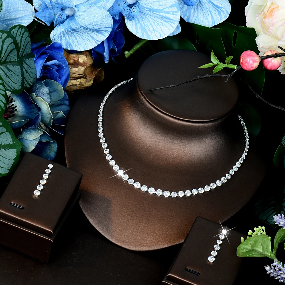 HIBRIDE Luxury Daily Accessories Necklace and Earrings Middle Eastern Women's Jewelry Set Wedding Travel Gift S-1279