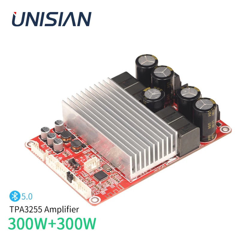 

UNISIAN 2X300W TPA3255 Audio Amplifier With Bluetooth 5.0 HIFI Class-D Stereo 2.0 Channels High Power Amplifiers Board