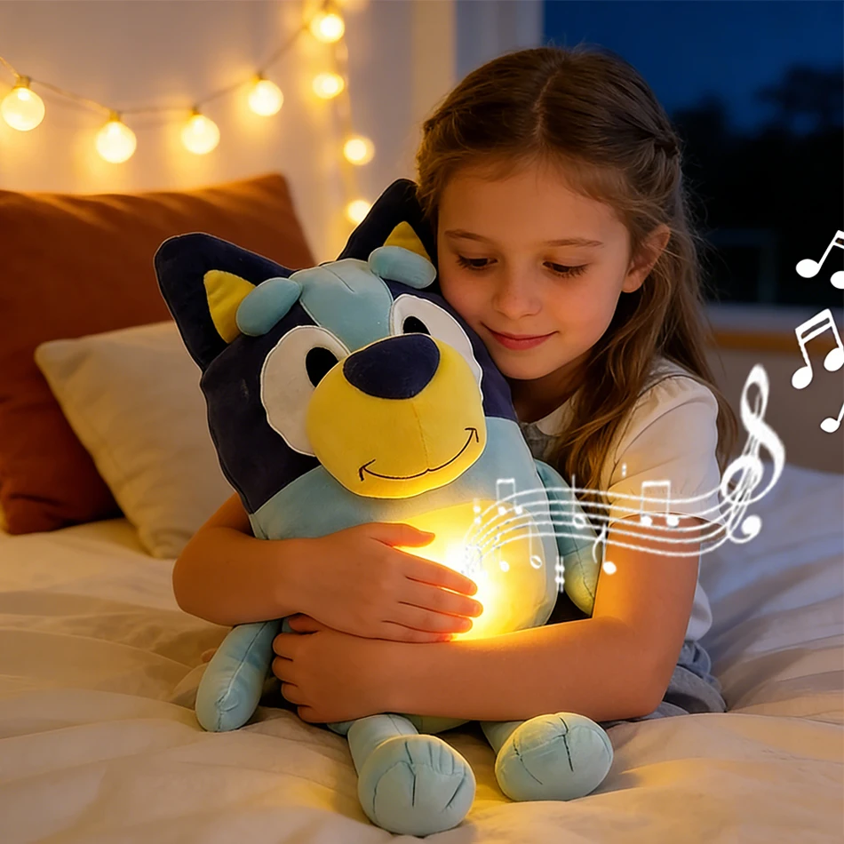 

40-сантиметровая плюшевая игрушка Bluey: говорящая собака Бинго, музыкальная кукла, мультяшная аниме-фигурка, милое животное, поющая собака, подарок на Рождество и день рождения