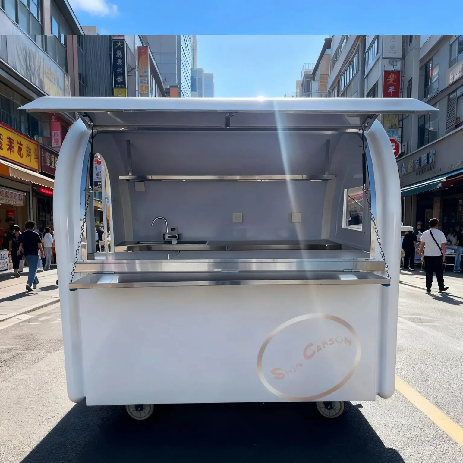 Outdoor Food Trailer round Mobile Snack Cart for Markets And Exhibitions High-Appearance Flexible Business Vehicle